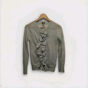 J.Crew Seafoam Green Gauze Sheer Ruffle Cardigan Sweater Boho Cottagecore